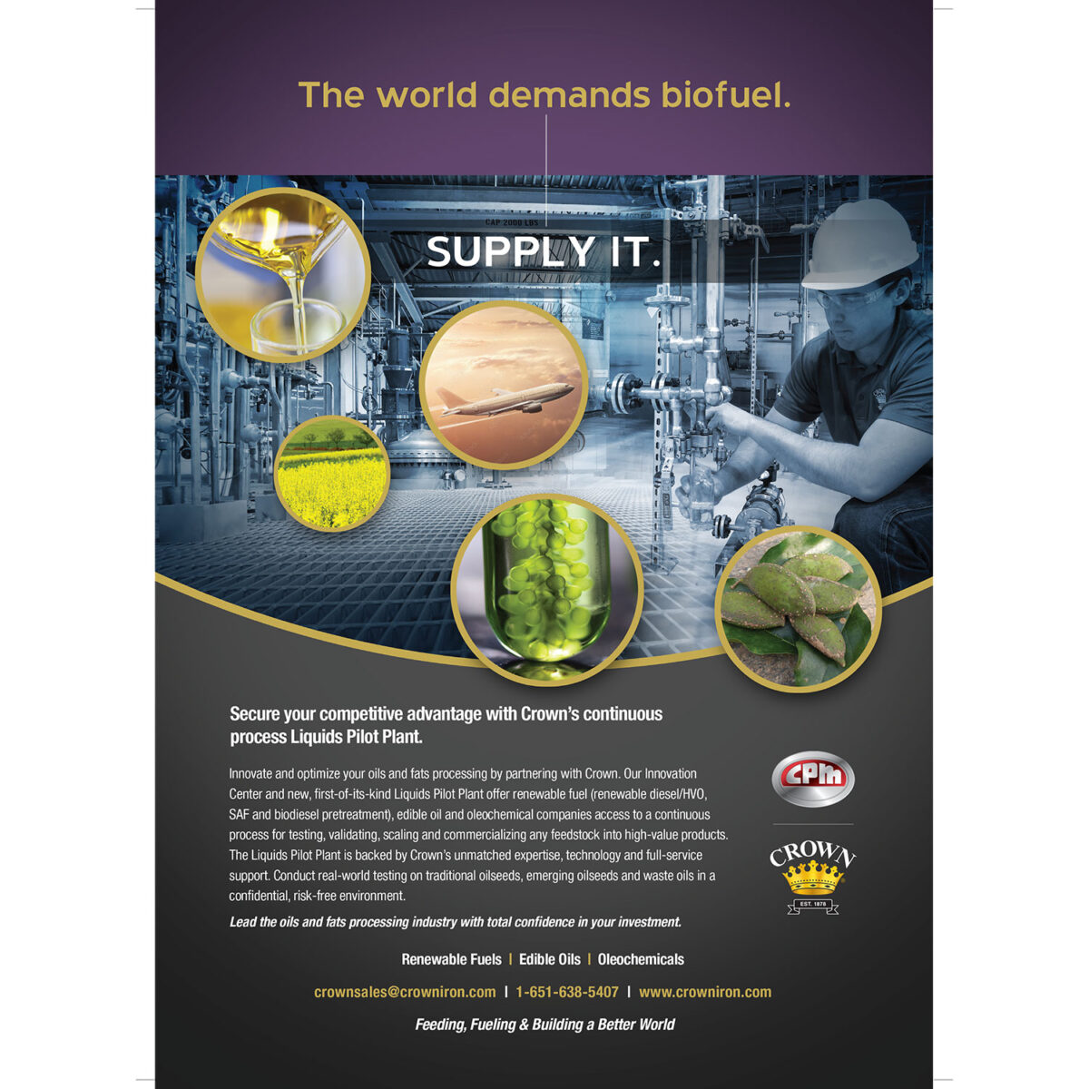Crown | CPM Biofuels/Liquids Pilot Plant Print Ad