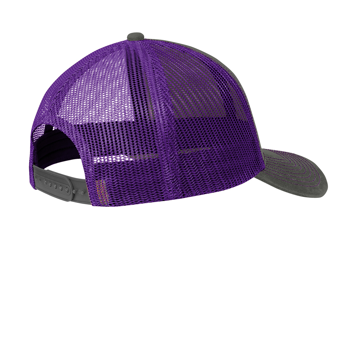 Port Authority® Snapback Trucker Hat Billed (Gray Steel/Purple) - Image 4