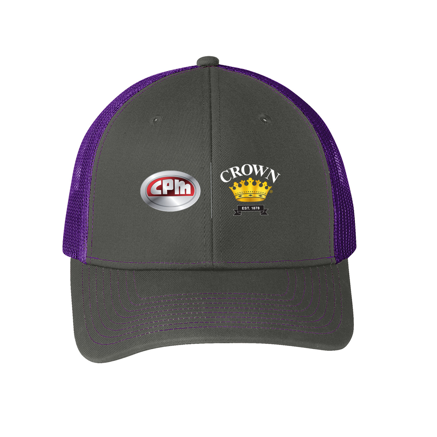 Port Authority® Snapback Trucker Hat Billed (Gray Steel/Purple)